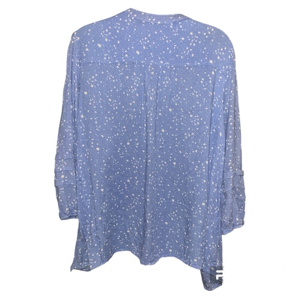 Terra & Sky Plus Size Pintuck Blouse V-Neck Ruffle Sleeve Floral Top 1X - Picture 4 of 6